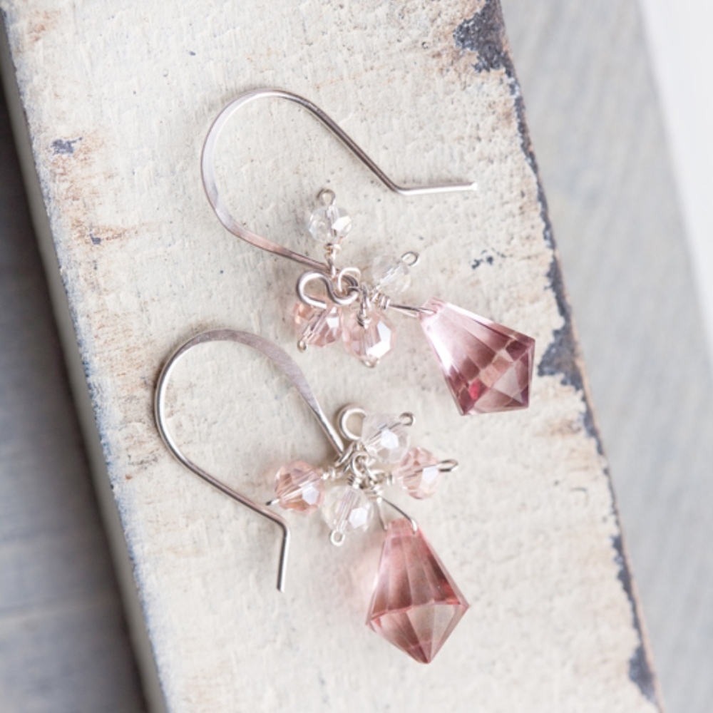 Sparkly Pink Swarovski Silver Earrings